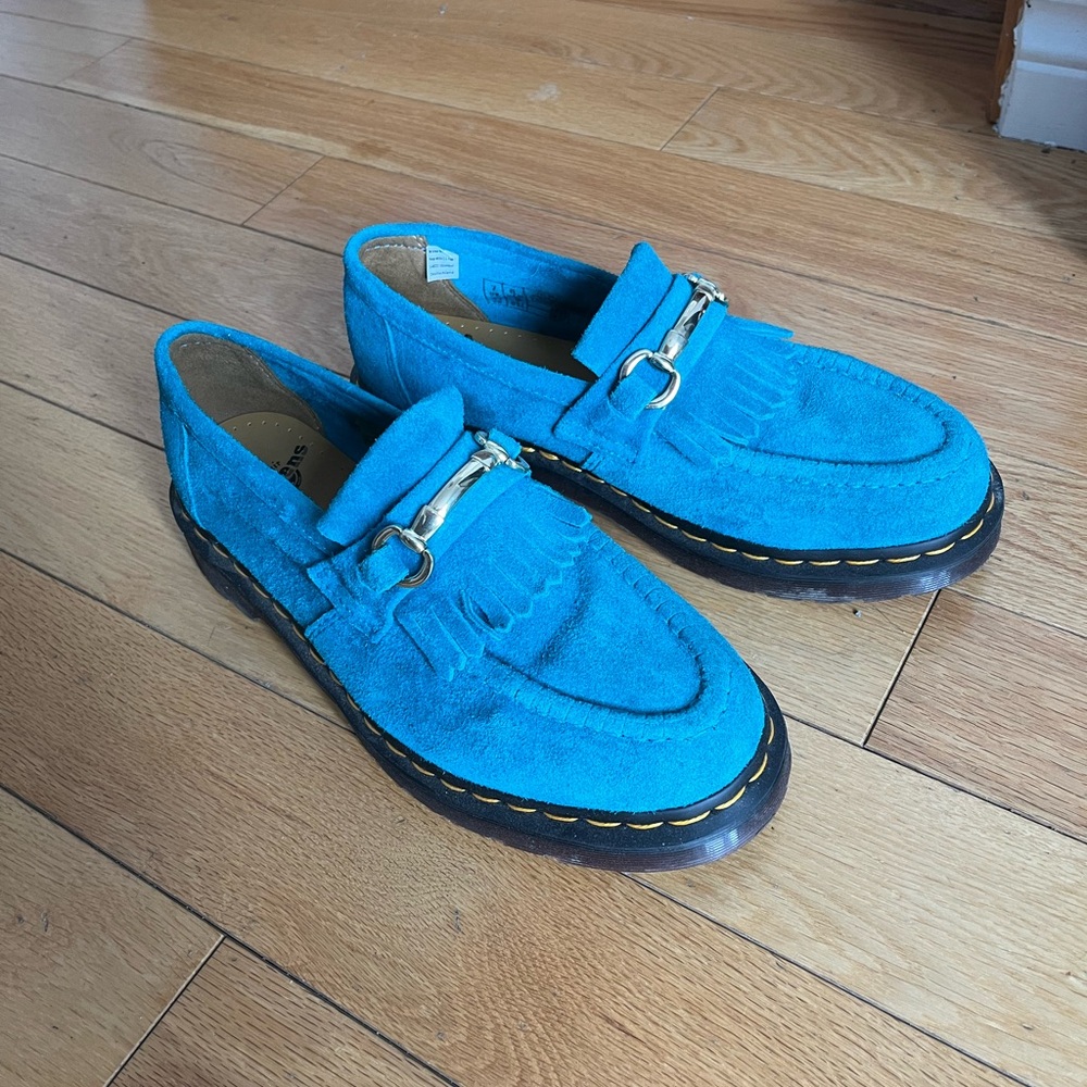 Turquoise Desert Oasis Suede Dr Martens loafers - Picture 2 of 7